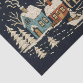 Stickereien Weihnachten Snowy Village Scene Blue Seidenpapier (Ausschnitt)