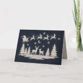 Stickereien Weihnachtswald Tiere Santa Sleigh Feiertagskarte (Vorderseite)