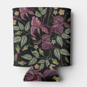 Stickereier Lila Irisschwarzer Hintergrund. Dosenkühler (Rückseite)