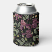 Stickereier Lila Irisschwarzer Hintergrund. Dosenkühler (Kanne Rückseite)