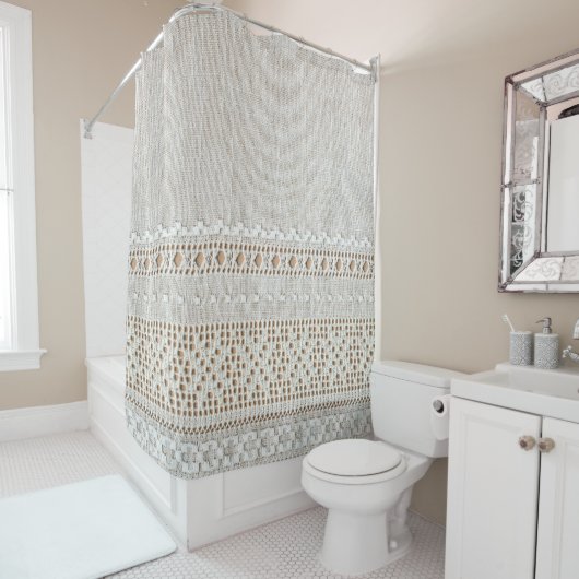 Stickereigitter-Hintergrund Textur Duschvorhang (Beispiel)
