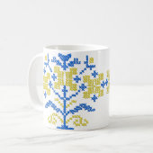 Stickereikreuz in ukrainischen Farben Kaffeetasse (Vorderseite Links)