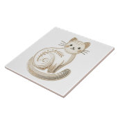 Stickereikunst neutraler Boho Kitty Cat Art Fliese (Seite)
