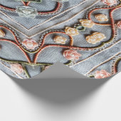 Stickereimuster mit Garnelenspitze aus Baumwolle, Geschenkpapier (Ecke)