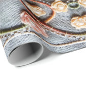 Stickereimuster mit Garnelenspitze aus Baumwolle, Geschenkpapier (Rolleneckpunkt)