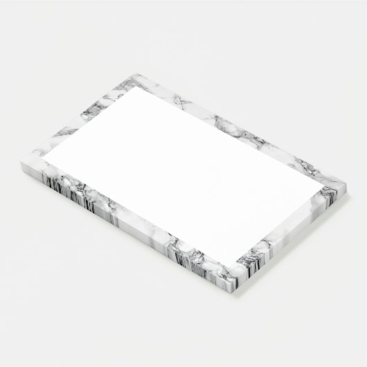 Stickereinotizen aus weißem Marmor Post-it Klebezettel (angewinkelt)