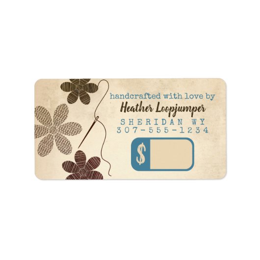 Stickereipreis für Seamstresskreuze Blume Adressaufkleber (Vorne)