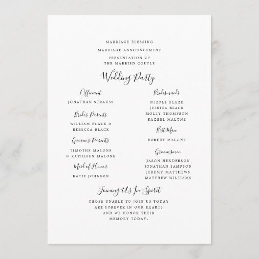 Stickereiprogramm für Florals Hochzeit Programm (Rückseite)