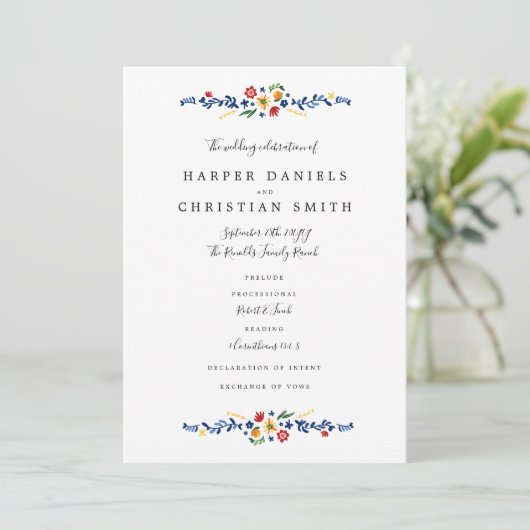 Stickereiprogramm für Florals Hochzeit Programm (Stehend Vorderseite)