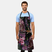 Stickereiskull und rosa orchid-Blume Schürze (Getragen)