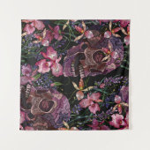Stickereiskull und rosa orchid-Blume Wandteppich (Vorderseite (Horizontal))