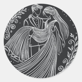 Stickereistil für Halbbretter und Hochzeitskleber Runder Aufkleber