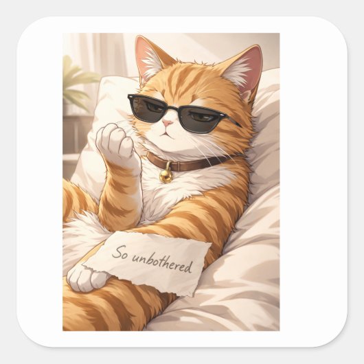StickerFAFO – So Unbothered Cat Quadratischer Aufkleber (Vorderseite)