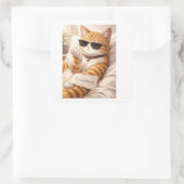 StickerFAFO – So Unbothered Cat Quadratischer Aufkleber (Tasche)