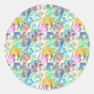Stickers ~ Aquarellfarben Kinderhanddrucke von Kid