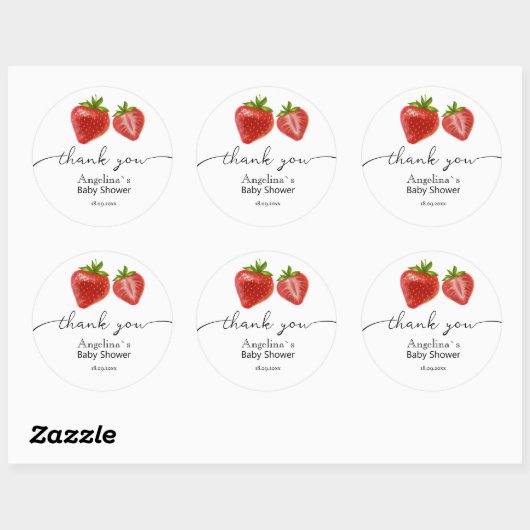 Stickers Baby Dusche Sweet Strawberries (Blatt)