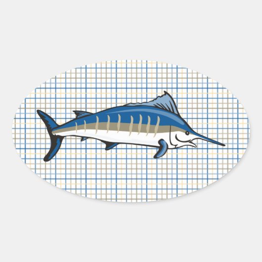 Stickers - Blue Marlin auf Kariert (Vorderseite)