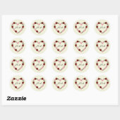 Stickers Cream Rose Heart Wedding Initial (Blatt)