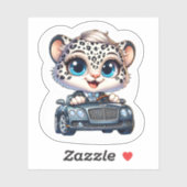 Stickers Cute Kawaii Snow Leopard Big Cat Driving Aufkleber (Blatt)