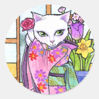 Stickers Geisha Asian Cat Fantasy von Ann Howard