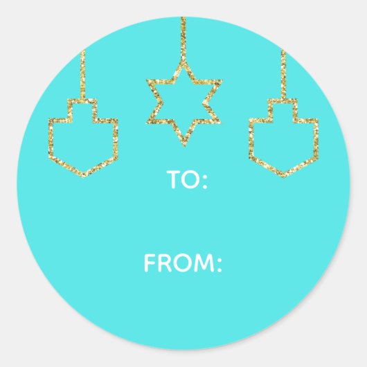 Stickers "Glittered Star & Dreidel Happy Chanukah" (Vorderseite)