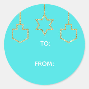 Stickers "Glittered Star & Dreidel Happy Chanukah"