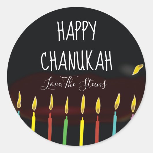 Stickers "Happy Chanukah" Menorah Candles (Vorderseite)