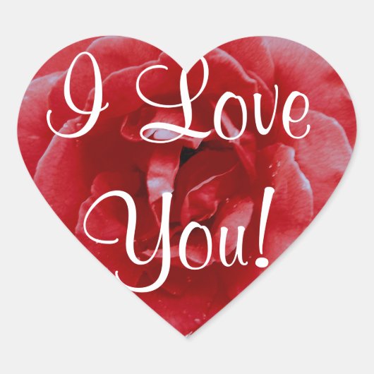Stickers - Herz - Rote Rote Rose "I Liebe You" (Vorderseite)