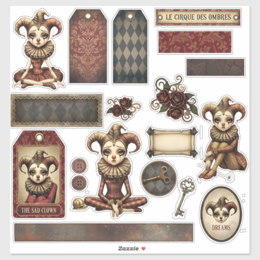 Stickers - Melancholy Harlequin Aufkleber (Blatt)