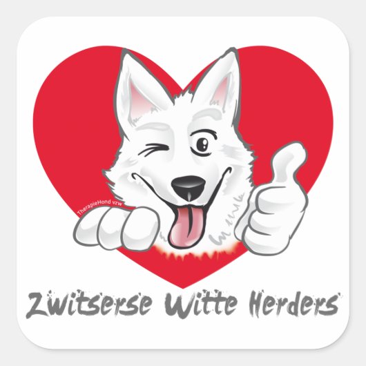 Stickers met Zwitserse Witte Herder Thumb Up (Vorderseite)