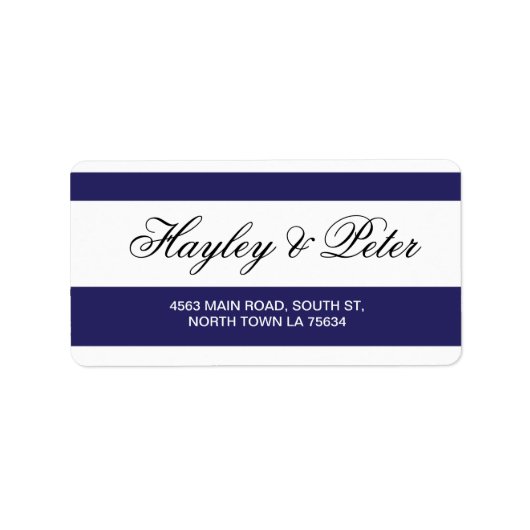 Stickers Navy White Elegante Stripe Address Labels Adressaufkleber (Vorne)