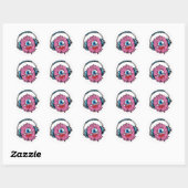Stickers Pink Music Monster mit Kopfhörern (Blatt)