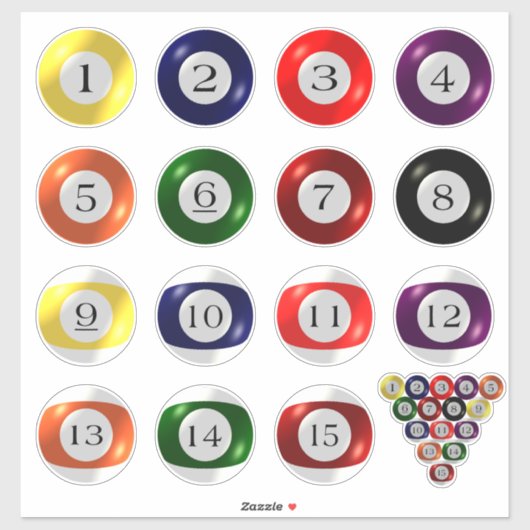 Stickers - Pool Balls Aufkleber (Blatt)