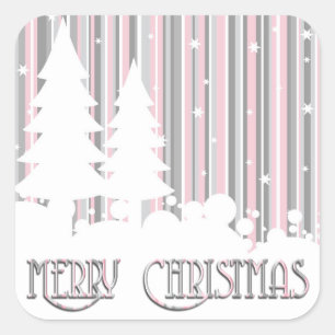Stickers - Rosa & Grau - Sterne & Schnee