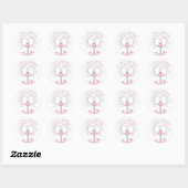 Stickers/rosa Owls mit Herz-geformt Baum Runder Aufkleber (Blatt)