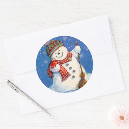 Stickers/Snowman Runder Aufkleber (Umschlag)