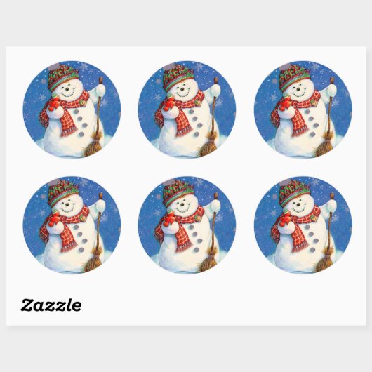 Stickers/Snowman Runder Aufkleber (Blatt)