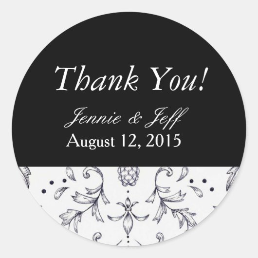 Stickers Vielen Dank Damask Black and White (Vorderseite)