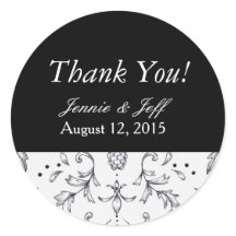 Stickers Vielen Dank Damask Black and White