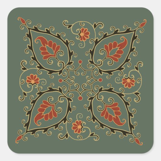 Stickers with velvet green Uzbek design (Vorderseite)