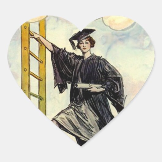 STICKERSGraduation Lady Lady Ladder of Success Hea Herz-Aufkleber (Vorderseite)