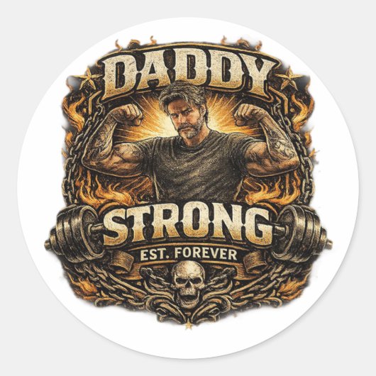 StickerStrong Dad Funny Fitness Father Sticker Vin (Vorderseite)