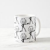 Stickfigur-Doodle-Nahtloses Muster - Lustig Kaffeetasse (VorderseiteRechts)