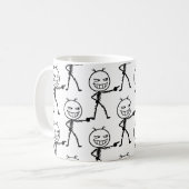 Stickfigur-Doodle-Nahtloses Muster - Lustig Kaffeetasse (Vorderseite Links)