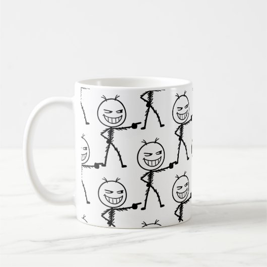 Stickfigur-Doodle-Nahtloses Muster - Lustig Kaffeetasse (Links)