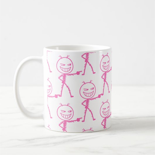 Stickfigur-Doodle-Nahtloses Muster - Lustig Kaffeetasse (Links)
