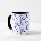 Stickfigur-Doodle-Nahtloses Muster - Lustig Tasse (Vorderseite Links)