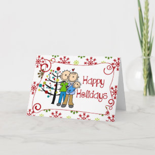Stickfigur-Familie Baby Junge Weihnachten Urlaub