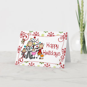 Stickfigur-Familien-Weihnachtsfeiertag Feiertagskarte
