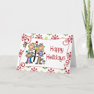 Stickfigur-Familien-Weihnachtsfeiertag Feiertagskarte